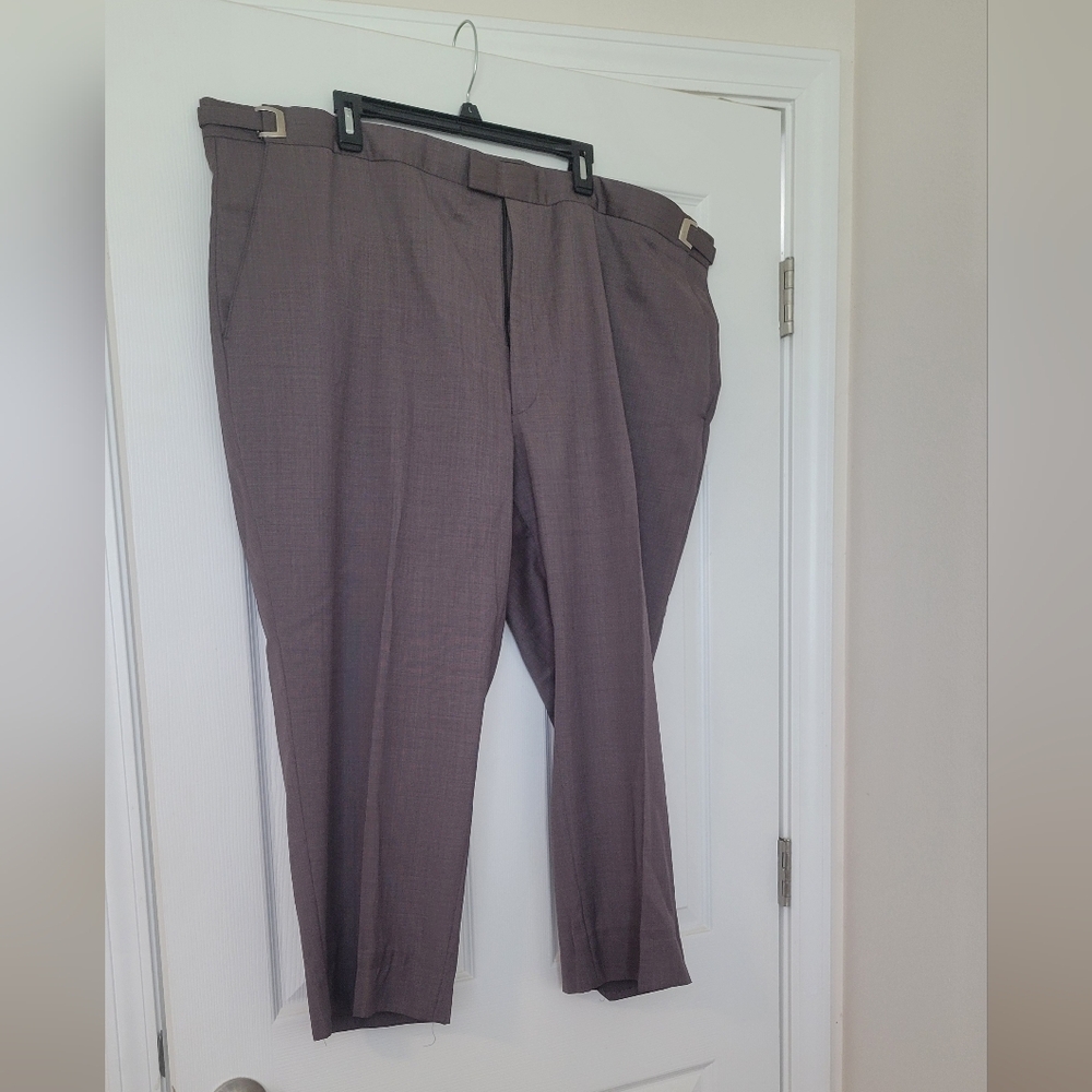 Allure Men's Dress Pants in Taupe 40% Wool 60% Poly Blend 26in Long